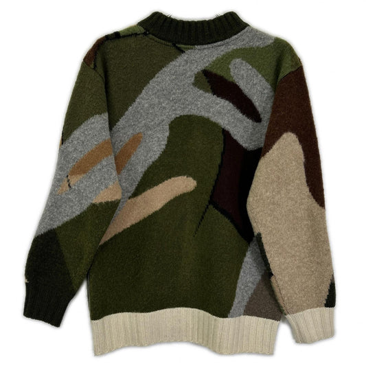 sacai x KAWS 21SS Green Jacquard Knit Pullover Size 1