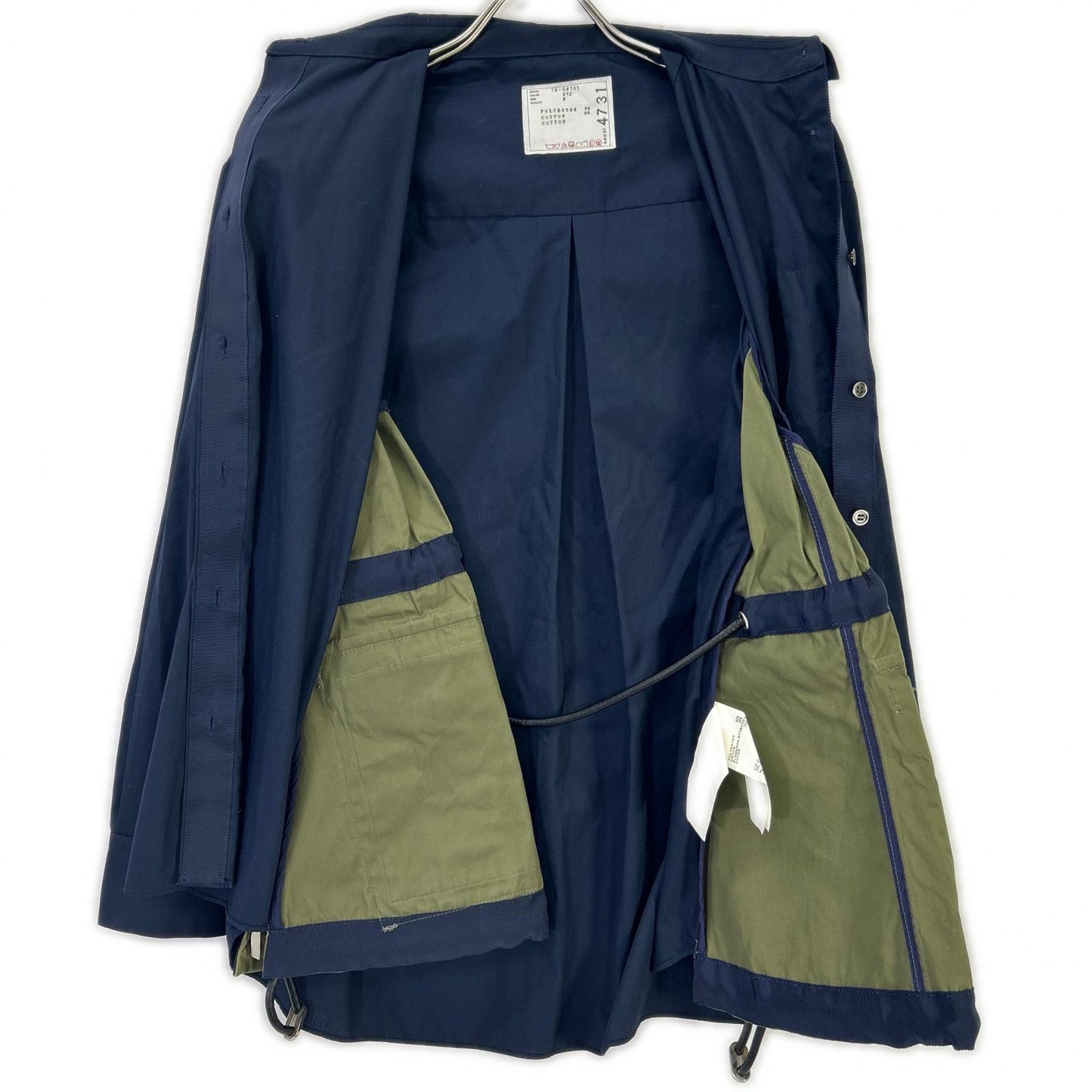 sacai 19AW Navy Khaki Zip Docking Shirt Jacket Size 2