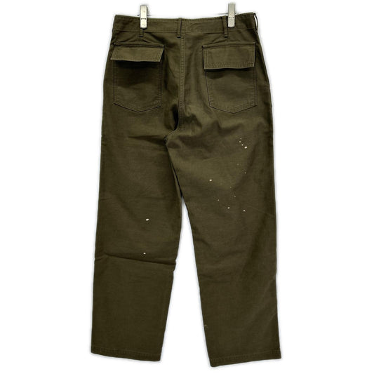 AURALEE 25AW Washed Baggy Satin Bleached Pants Green Size 5