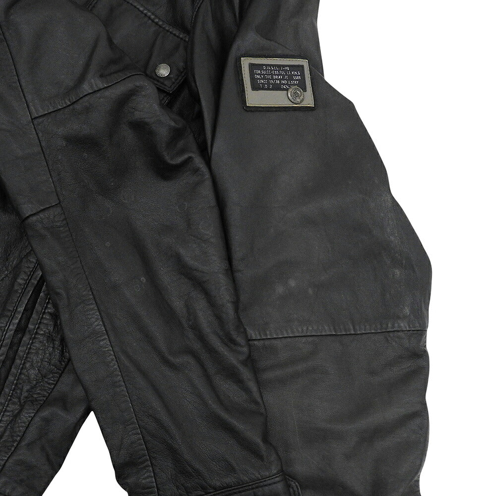 DIESEL Lambskin Check Lining Single Jacket Black Size XL