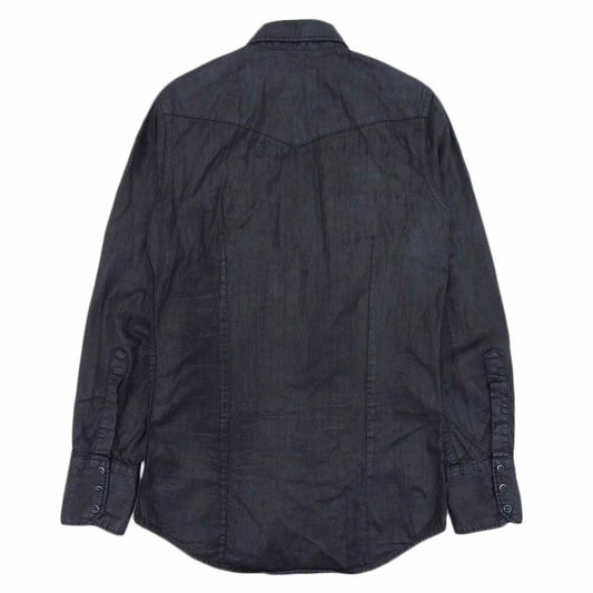 DSQUARED2 Black Cotton Coated Denim Shirt Jacket Size 42