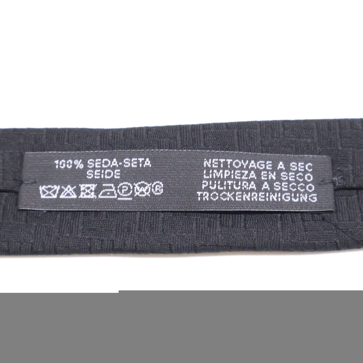 HERMES Facone H 24 H-Woven Silk Tie Black Size ONE SIZE