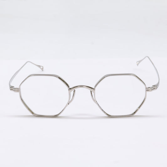 KameManNen KMN152 TS Octagon Silver Titanium Glasses Size 46X23-145