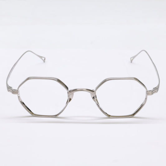 KameManNen KMN152 Octagon Eyeglasses Silver Size 44X23-145