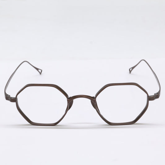 KameManNen KMN152 Octagon Eyeglasses Brown Size 44X23-145