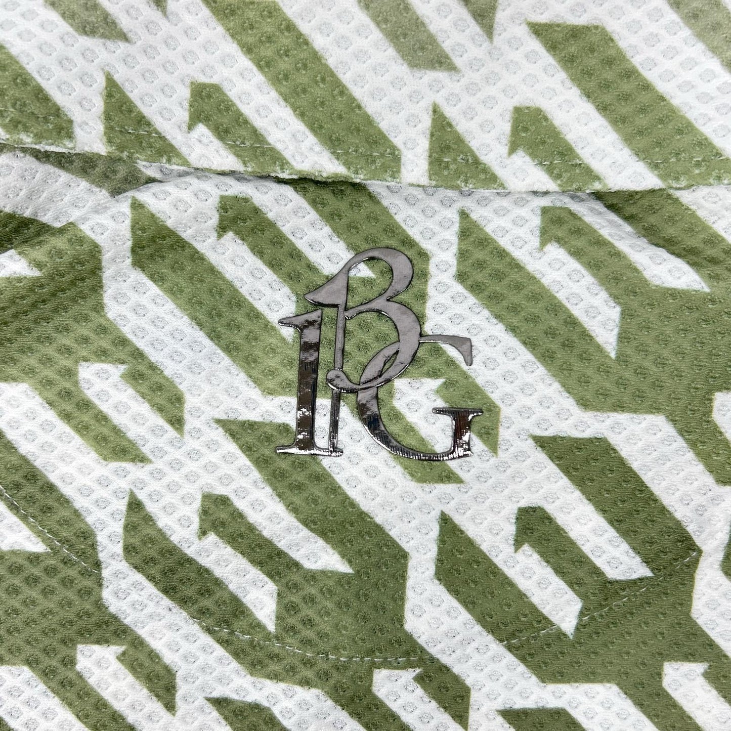 1piu1uguale3 Green x White Houndstooth Mesh Polo Size IV