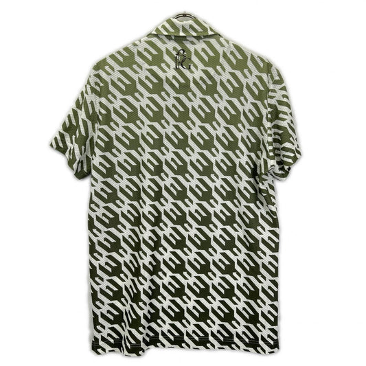 1piu1uguale3 Khaki x White Houndstooth Mesh Polo Size IV