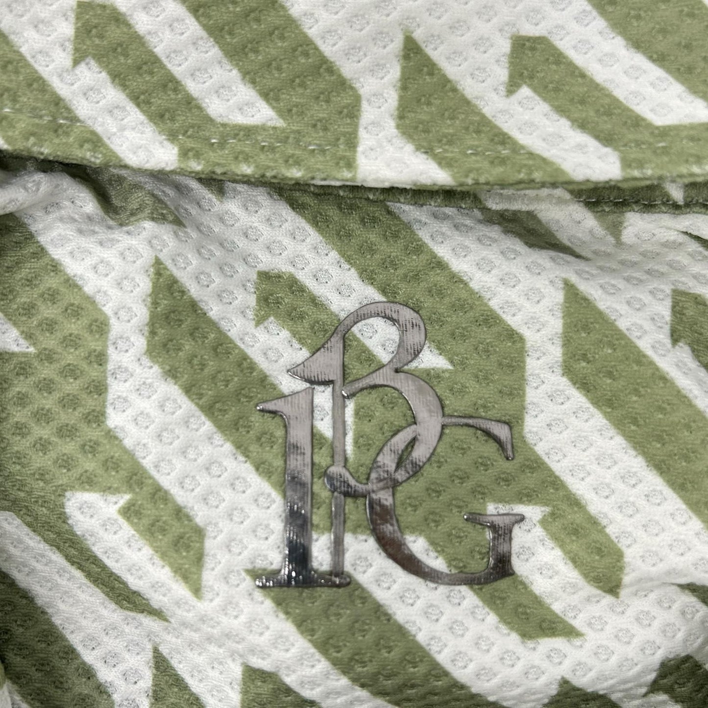 1piu1uguale3 Khaki x White Houndstooth Mesh Polo Size IV