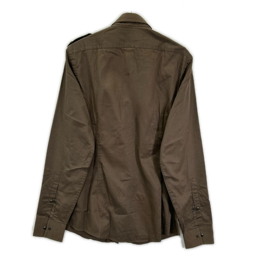 GUCCI Tom Ford Era Khaki Quilted Patch Button Shirt Size 40