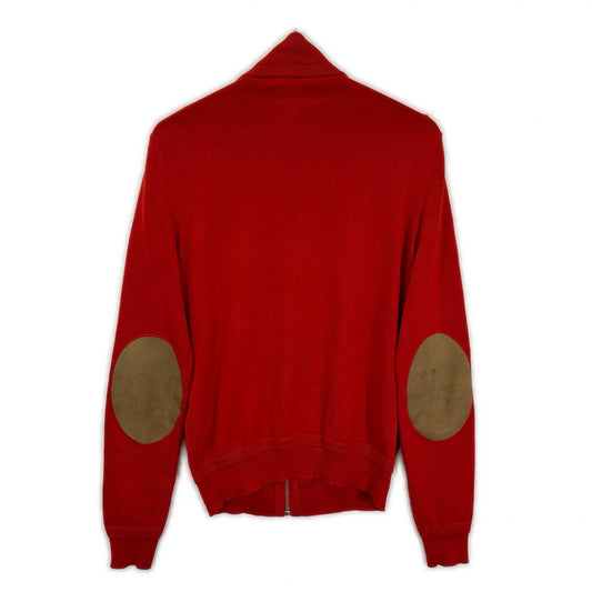 LOUIS VUITTON x HAN Red Driver's Knit Jacket Wool Silk Leather Patch Size XS