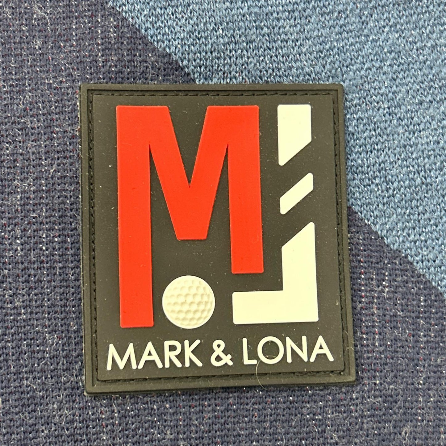 MARK&LONA Tricolor V-Neck Knit Sweater Red Acrylic Size 50