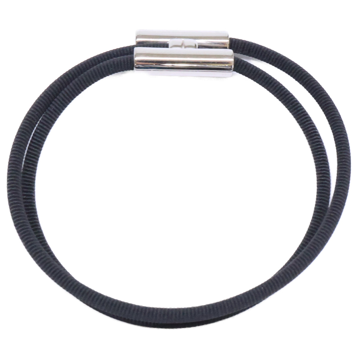 HERMES Black/Silver Tourni Tresse Fabric Bracelet