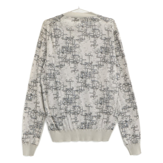 HERMES Horsebit Cotton Cardigan Gray Size S