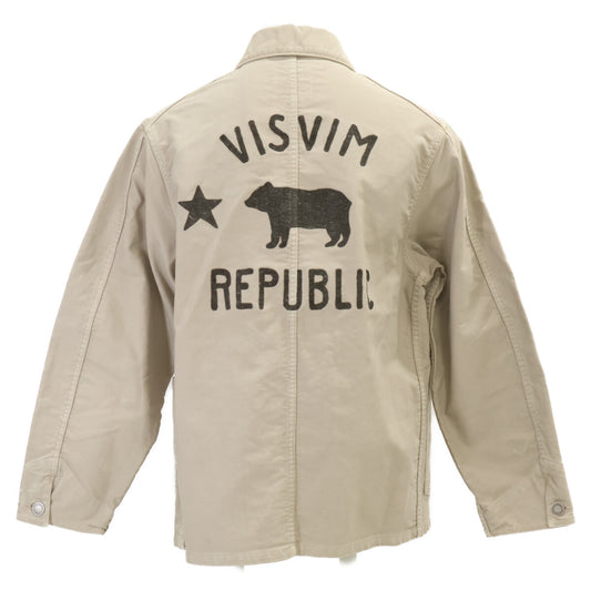 VISVIM Damaged G.Cords Back Embroidered Jacket Beige Size 1