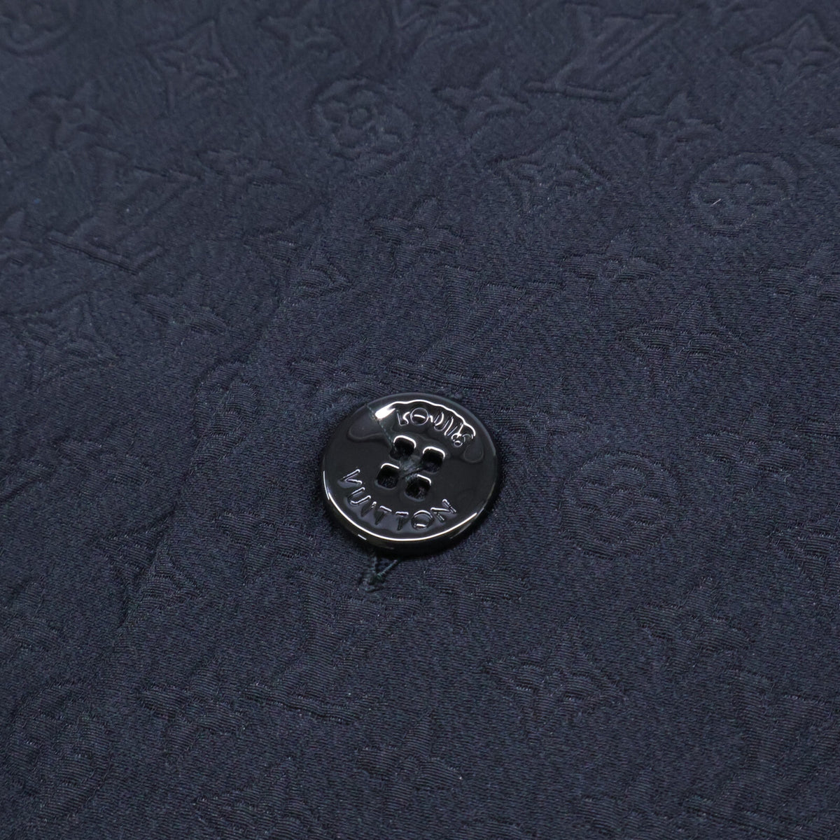 LOUIS VUITTON '25 Mini Monogram Silk Open Shirt Black Size M