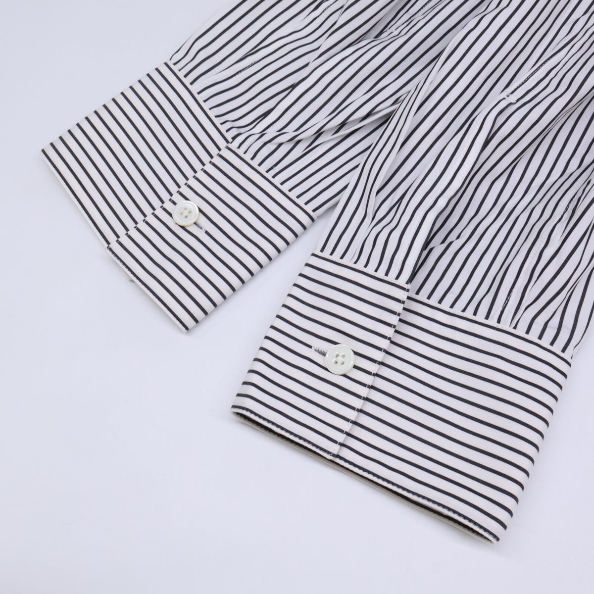 JILSANDER Striped Open Collar Shirt White/Black Size 46