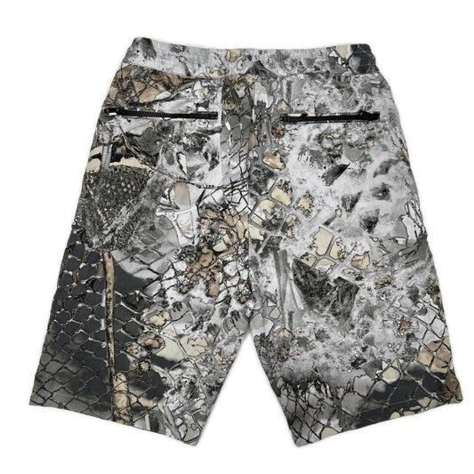 DIESEL Gray Graphic Print Nylon Shorts Size 44