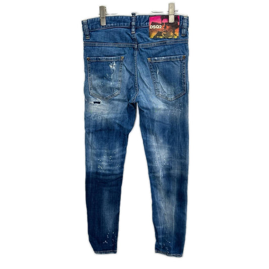 Dsquared2 DSQUARED Indigo Skinny Dan Damaged Paint Size 44