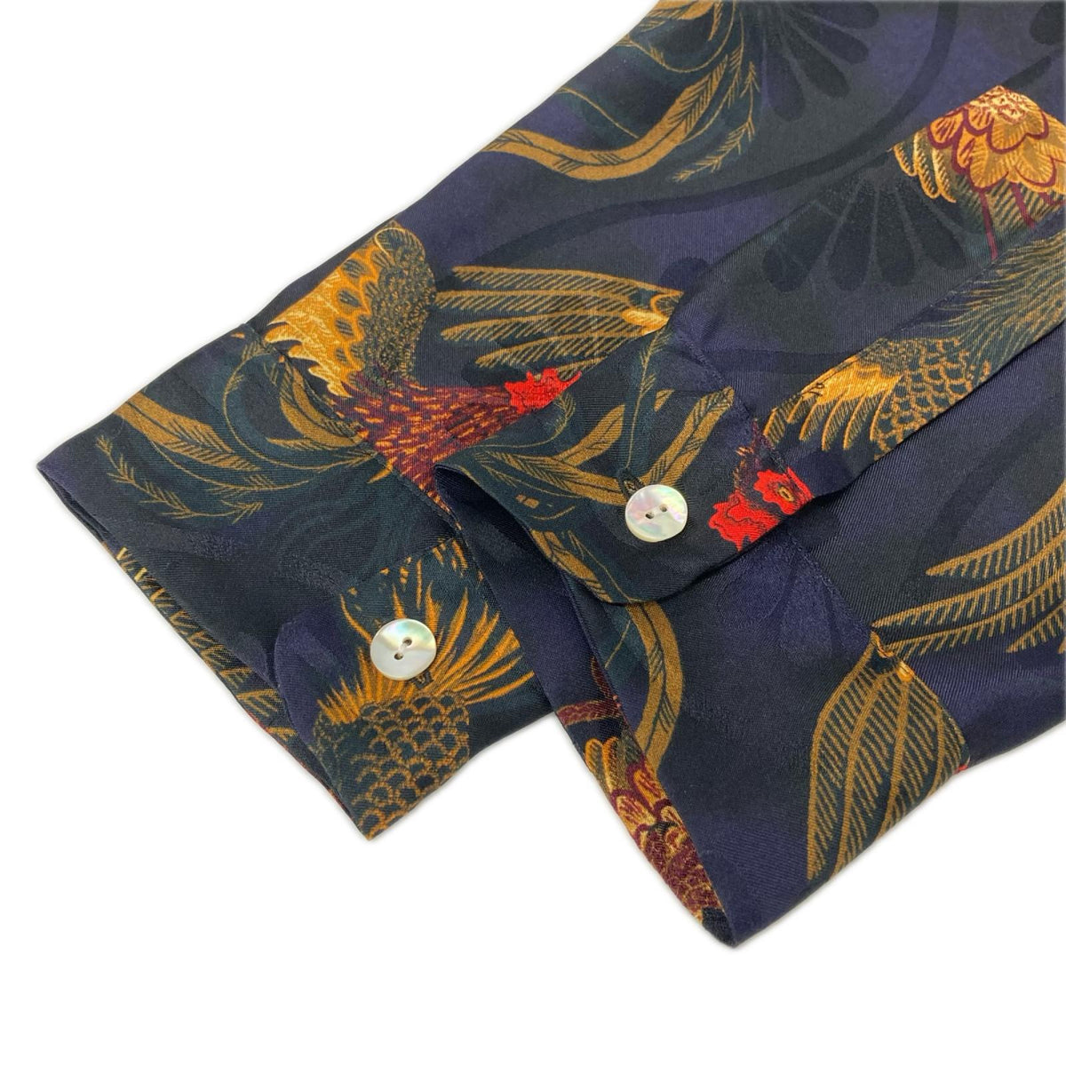 NIPOALOHA Black/Blue Silk Blend COCK Long Sleeve Shirt Size 1