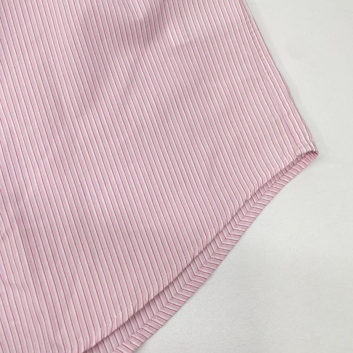 Porter Classic Pink Cotton Roll Up Stripe Shirt Size M