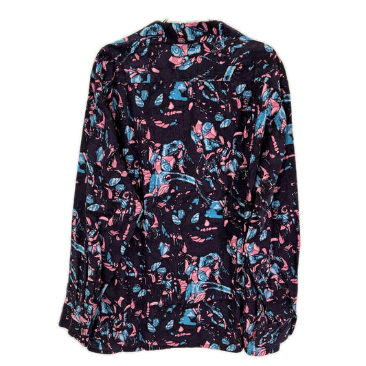 Botanical Print Open Collar Shirt Purple Size 2