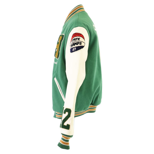 JOE MCCOY MJ23121 Wool Varsity Jacket Green/Ivory Size 40