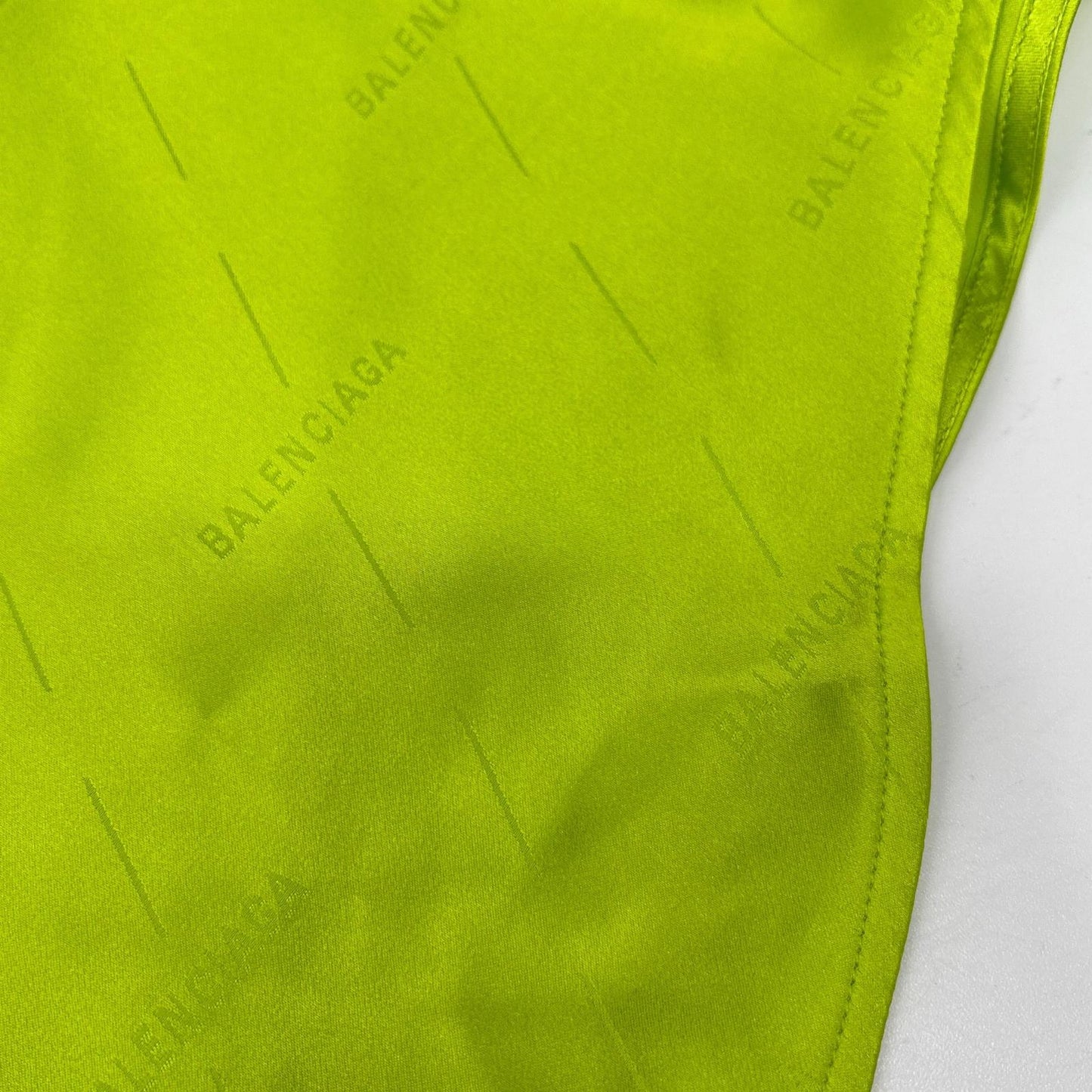 BALENCIAGA 2020 Silk All-Over Pattern Shirt Green Size 32