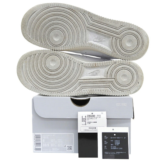 NIKE Silver Big Logo Leather Sneakers White Size 9(US)