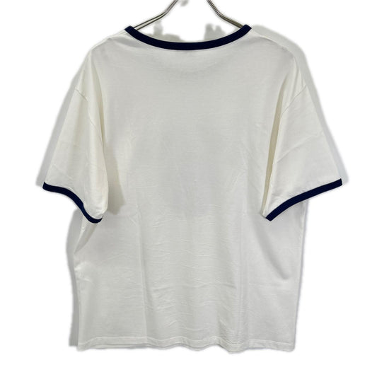 CELINE White BLASON LOOSE Logo Print T-Shirt Size L