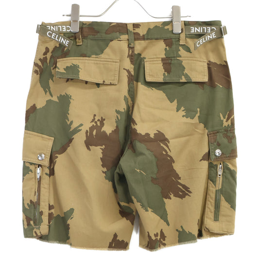 CELINE Camo Logo Adjuster Short Cargo Pants Brown Size 48