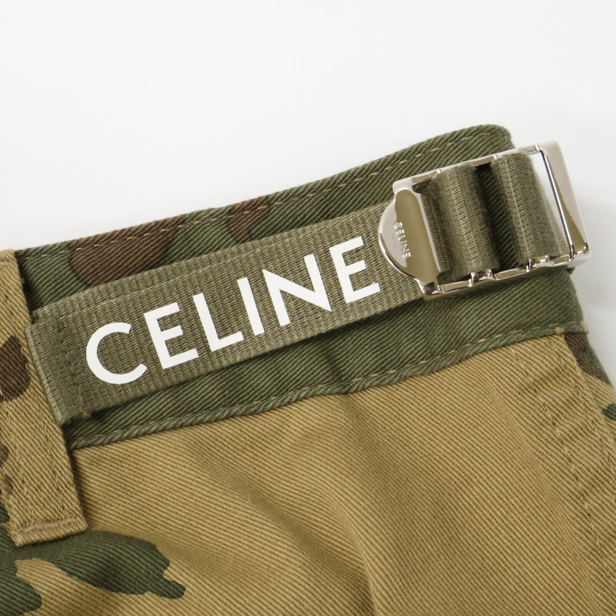 CELINE Camo Logo Adjuster Short Cargo Pants Brown Size 48