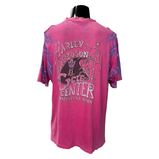 HARLEY DAVIDSON 90s Vintage Thunder Pattern T-Shirt Size L