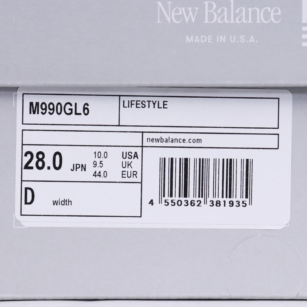 NEW BALANCE 990V6 Gray Sneakers Size 28cm