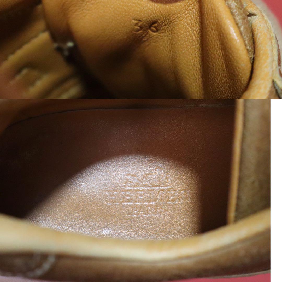 Hermes Quick H Embroidery Leather Sneakers Beige Size 36