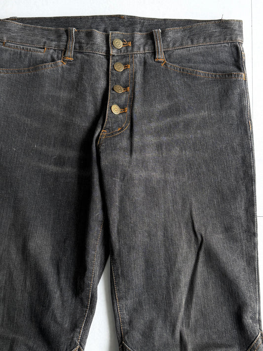 TORNADO MART Panel Seam Black Flare Jeans Size L