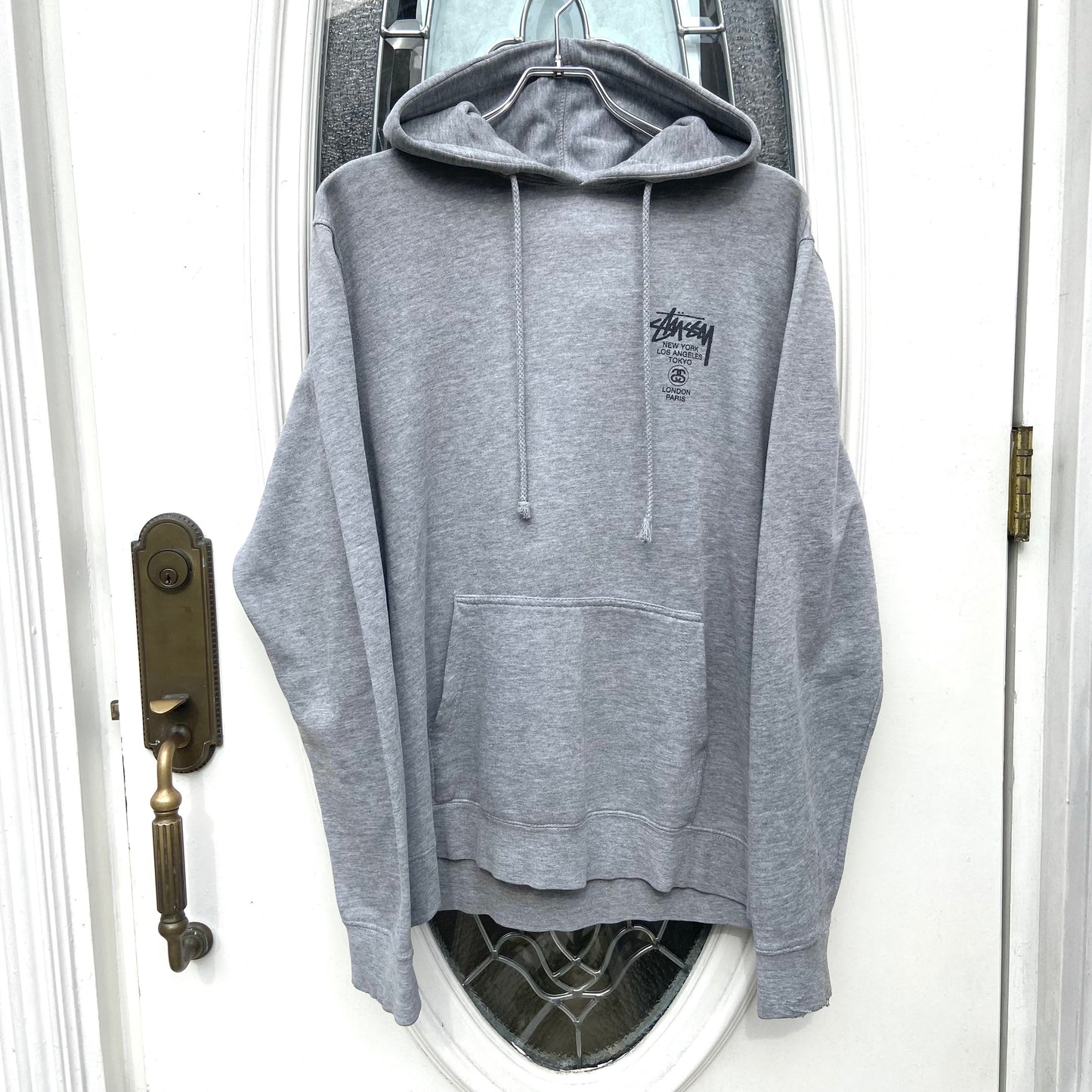 Vintage Stussy Gray Pullover Hoodie Size L