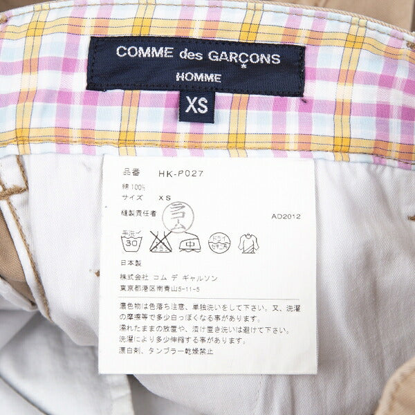 COMME des GARCONS HOMME Cotton Check Chino Pants Size XS