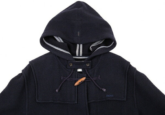 Papas Embroidered Logo Wool Duffel Coat Navy Size M