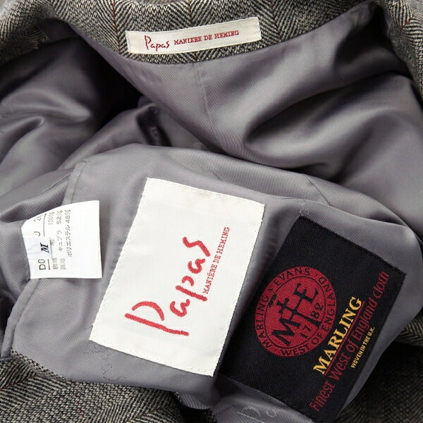 Papas ARLING Wool Stripe Herringbone Jacket Gray Size M