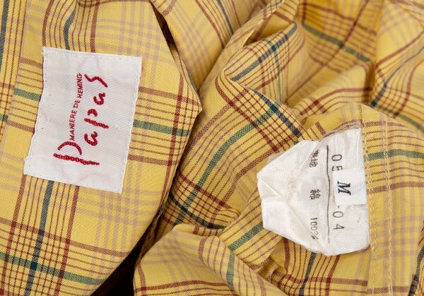 Papas Overcheck Cotton Patch Pocket Long Shirt Yellow Size M