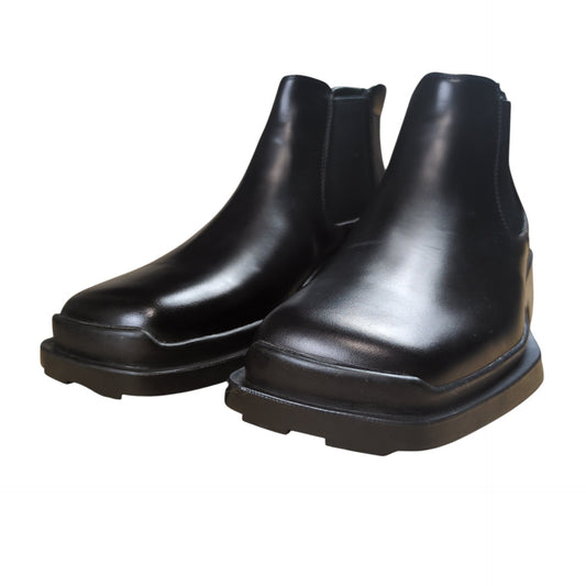 PRADA Black Square Toe Leather Chelsea Boots Size 6 1/2