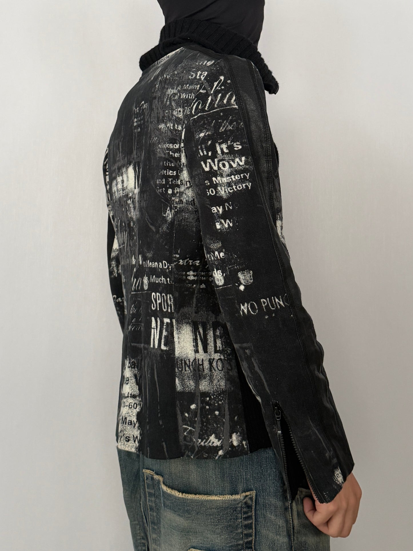 Vintage EIKO KONDO Mix Material Jacket Black Size 42