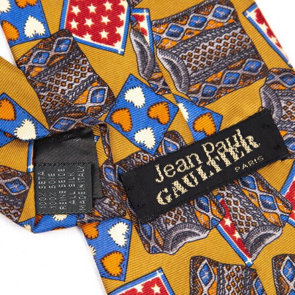 Jean Paul GAULTIER PARIS Silk Sweater Print Tie Brown Multi