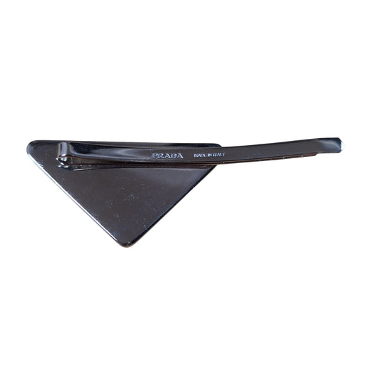 PRADA Triangle Logo Plate Silver/Black