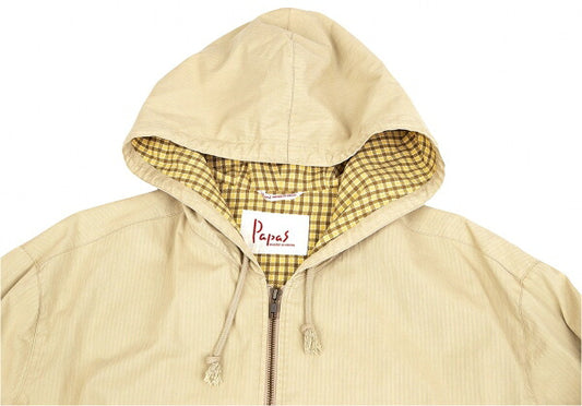 Papas Beige Check Lined Zip Hoodie Jacket Size L
