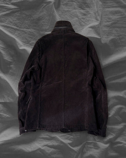 wjk Dark Brown Fine Corduroy Zip High Neck Jacket
