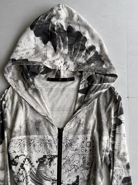 NO ID. Monochrome Zip Hoodie Cotton Size 1