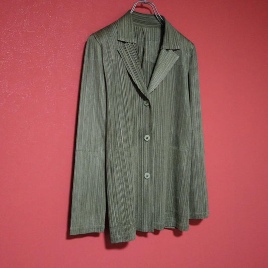 PLEATS PLEASE 08AW Pleated Tailored Blazer Green Size 3