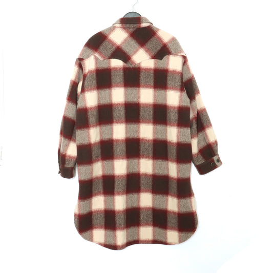 IROQUOIS Mule Flannel Check Coat Brown Size 2