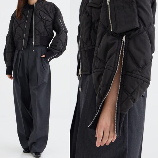 Toga Pulla 24AW Black Quilted Short Down Jacket Size S